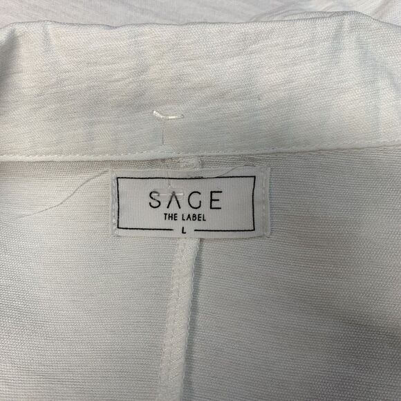 Sage the Label Blazer 3/4 sleeve Womens Large White long minimalist - Picture 6 of 7